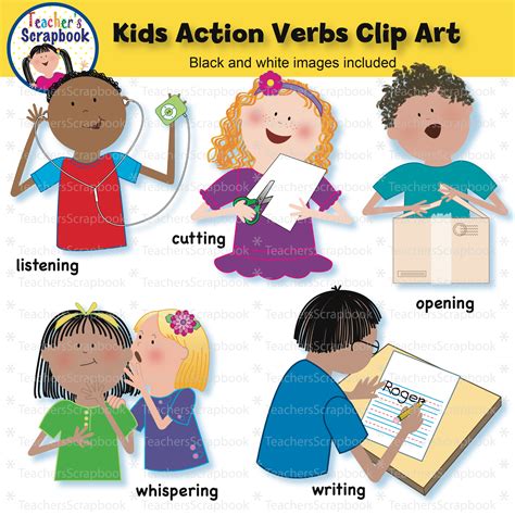 Kids Action Verbs Clip Art | Made By Teachers