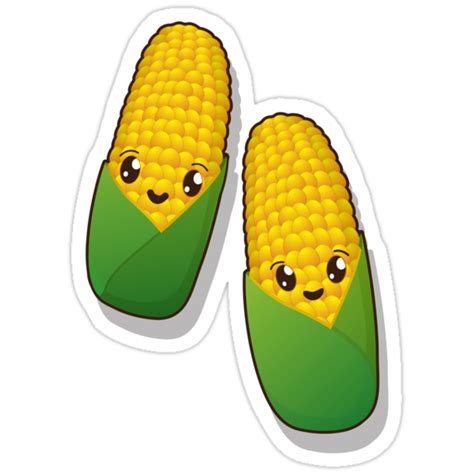 "Kawaii corn" Stickers by Richard Laschon | Redbubble