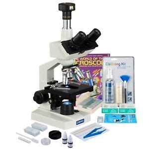 OMAX 2500X 5MP Digital Microscope+Book+Slides+Cleaning Kit+Slide Preparation Kit 670541485613 | eBay