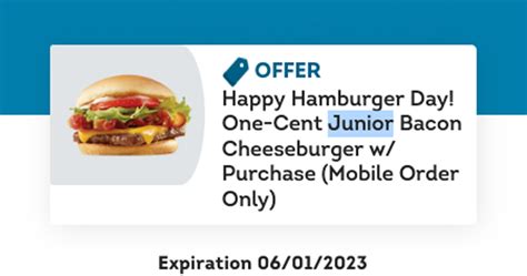 One-Cent Junior Bacon Cheeseburger with Purchase at Wendy's - The ...