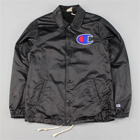 Champion Mens Lightweight Windbreaker Coach Jacket Coat Black