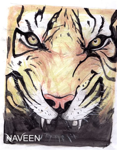 Watercolor Painting of Tiger - Desi Painters