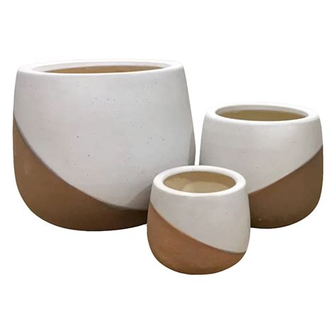 6in. Indoor Ceramic 2-Tone Ivory/Terracotta Glazed Round Pot in 2021 ...