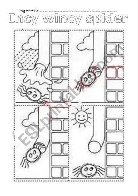 INCY WINCY SPIDER - STUDENT SHEET - ESL worksheet by ruthcaher ...