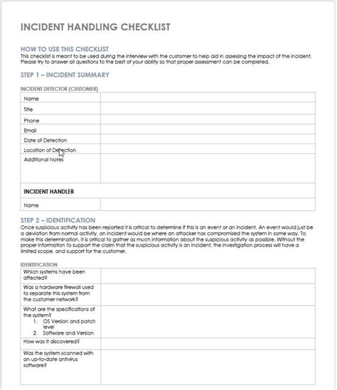 Incident Response Checklist Cyber Event Form Editable Word Docx Instant Download - Etsy