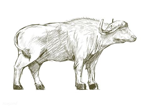 Download premium vector of Illustration drawing style of buffalo by ...