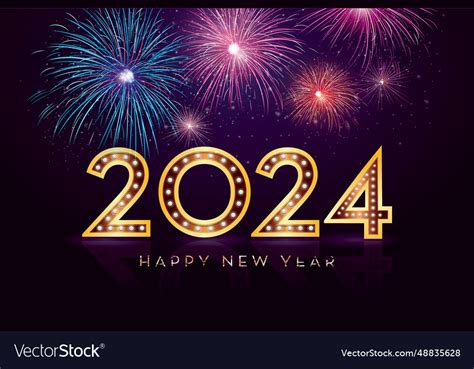 2024 happy new year fireworks celebration Vector Image