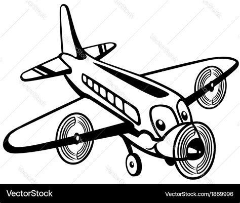 Airplane Cartoon Black And White - Carinewbi