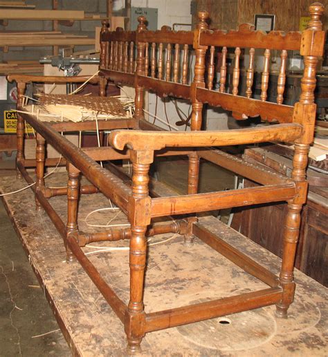 The Craftsman: Antique Bench with Woven A Seat