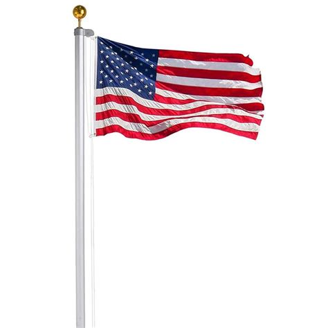 20 ft. Sectional Flag Pole Kit Extra Thick Heavy-Duty Aluminum Flagpole ...