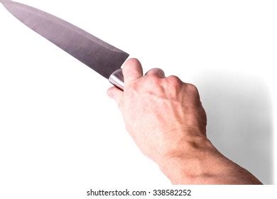 Hand Holding Butcher Knife Isolated Stock Photo (Edit Now) 338582252