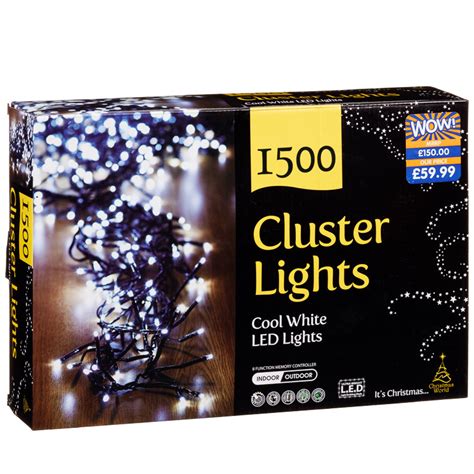 1500 LED Cluster Christmas Lights - Cool White | Decorations