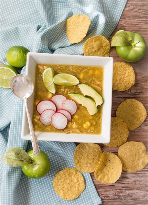 This easy green posole with chicken, green chiles and tomatillos can be made using the pressure ...