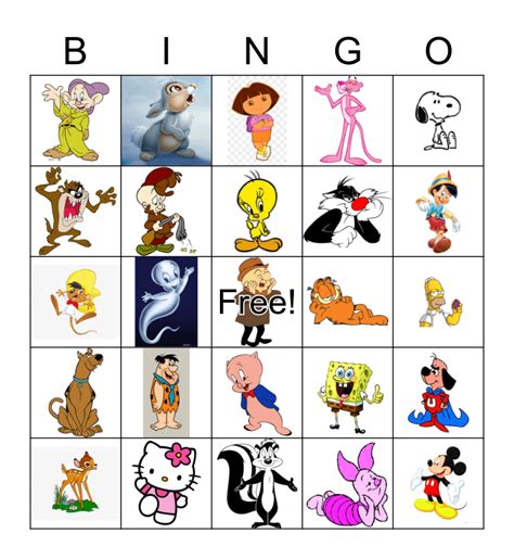 Cartoon Characters Bingo Card