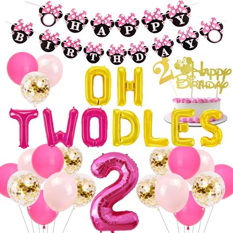 Cartoon Mouse Theme 2nd Birthday Decorations for Girls, Oh Twodles ...