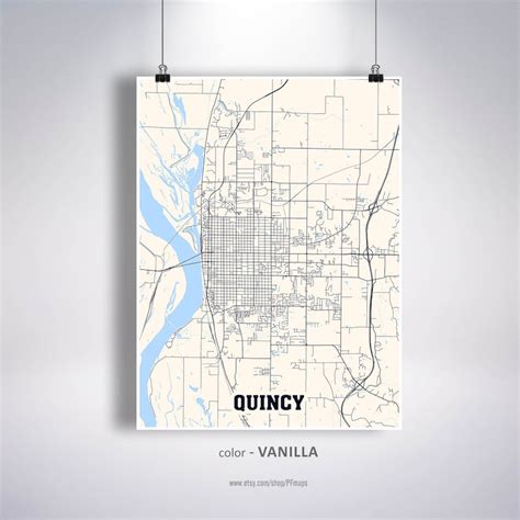 Quincy Map Print Quincy City Map Illinois IL USA Map Poster | Etsy