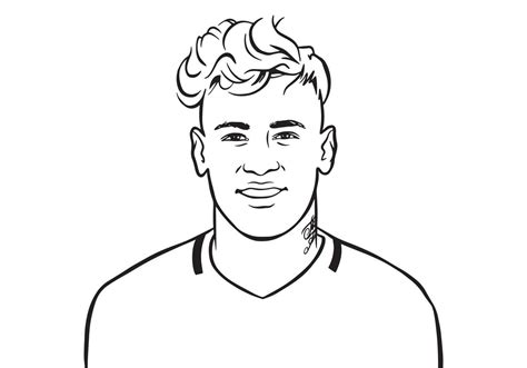 Brazilian footballer Brazil Neymar Jr vector portrait illustration horizontal. Black and whit ...