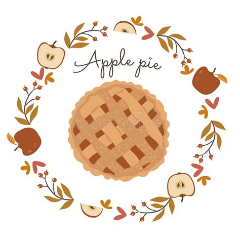 Autumn Wreath and Apple Pie Isolate on White Background. Vector Graphics Stock Illustration ...