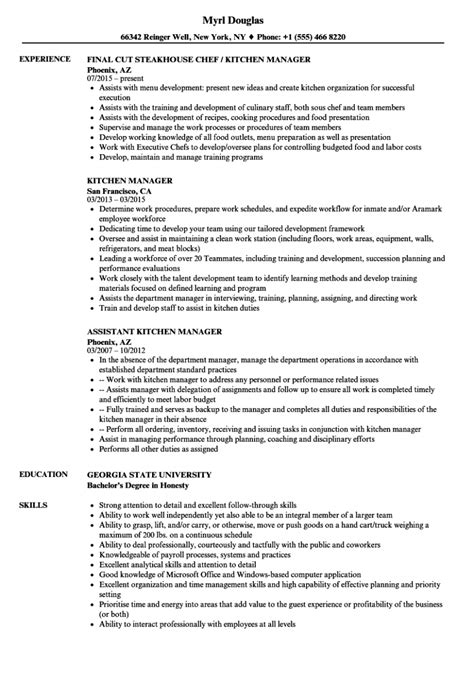 Kitchen Manager Resume