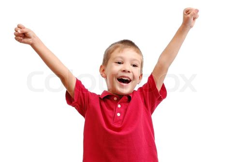 Portrait of happy child isolated on white background | Stock Photo ...