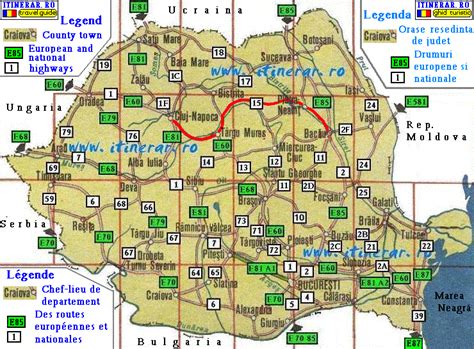 Routes trips, map - national road 15 Turda-Tg.Mureş-Reghin-Borsec-Bicaz ...