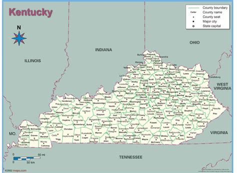 Kentucky County Outline Wall Map by Maps.com - MapSales