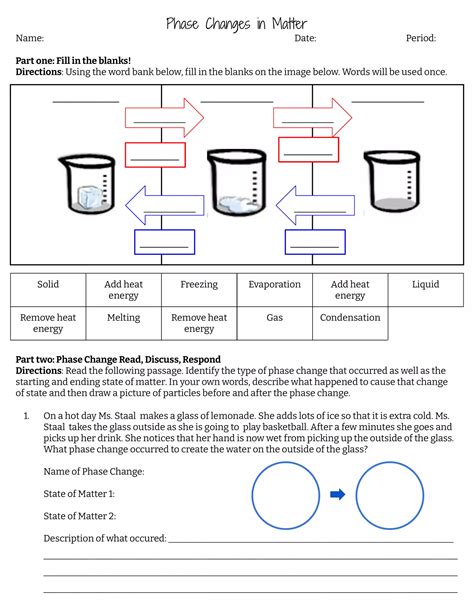 Phase Change in Matter Worksheet Interactive Worksheet – Edform