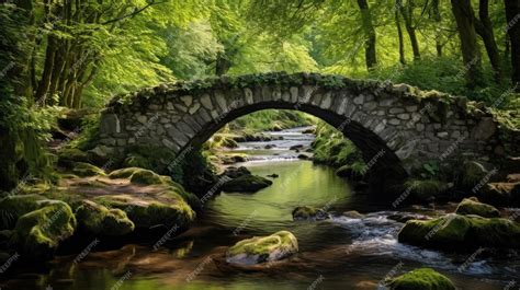 Premium AI Image | A stone bridge over a river