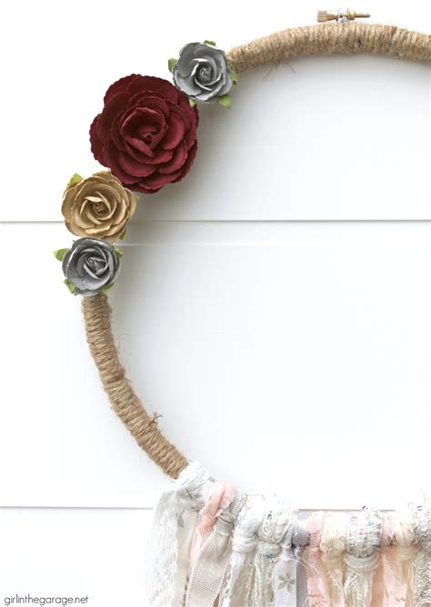 DIY Embroidery Hoop Wreath with Scrap Fabric - Girl in the Garage®