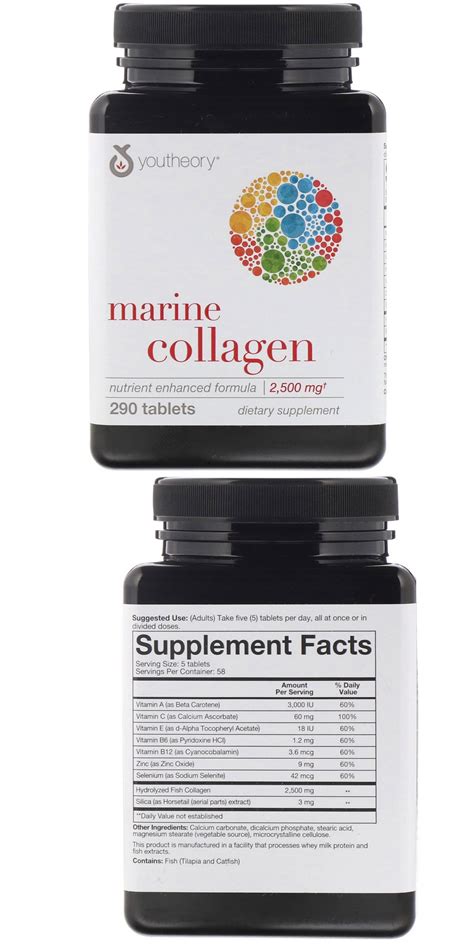 Marine Collagen, 2,500 mg , 290 Tablets by Youtheory | Marine collagen, Collagen, Daily vitamins