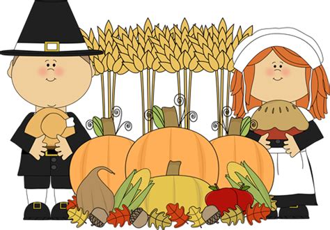 Pilgrims and Thanksgiving Harvest Clip Art - Pilgrims and Thanksgiving Harvest Image