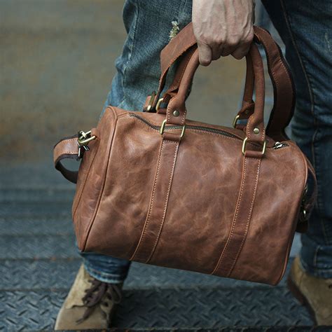 Leather Mens Small Weekender Bags Travel Bag Shoulder Bags for men – iwalletsmen