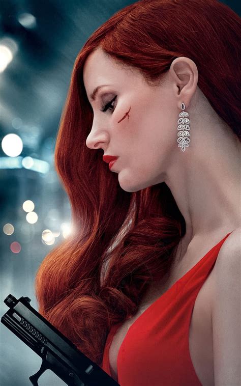 HD wallpaper: Ava (movie), Jessica Chastain, gun, redhead, red dress ...