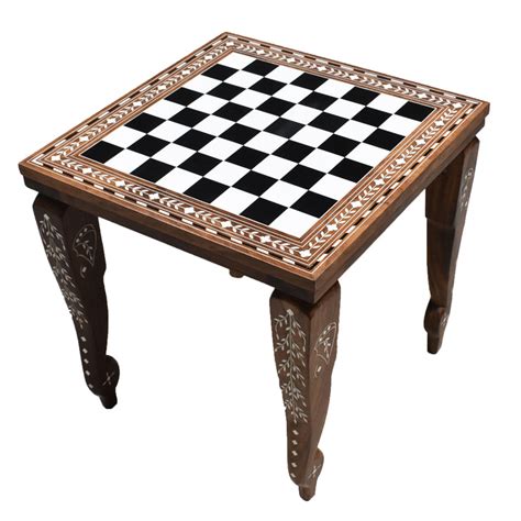 14" Library Series Wooden Chess Board Table - Solid Sheesham & Acrylic