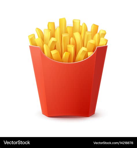 Potatoes french fries in red carton package Vector Image