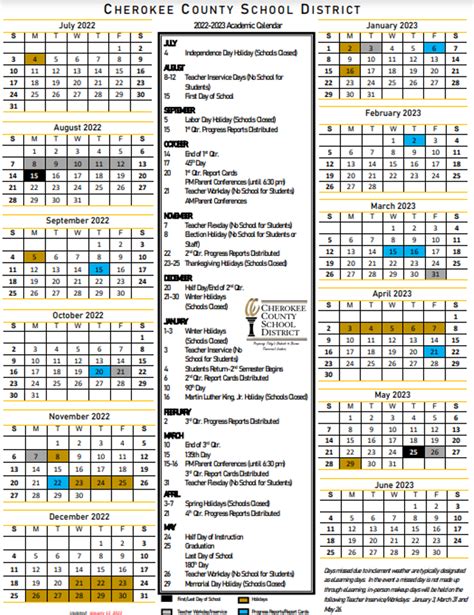 Cherokee County Schools 2025-2026 Academic Calendar: A Comprehensive Overview - Calendar 2025 ...