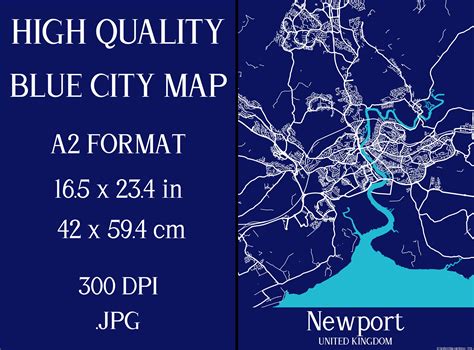 Newport UK Blue City Map Graphic by Mappingz · Creative Fabrica