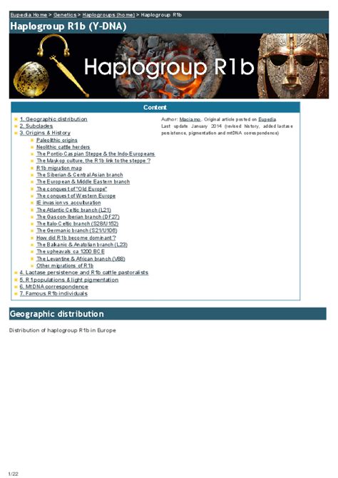 (PDF) Origins and history of Haplogroup R1b (Y-DNA) | Maciamo Hay ...