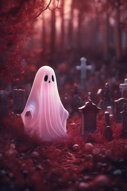 Premium AI Image | ghost in the cemetery with a spooky background 3 d ...