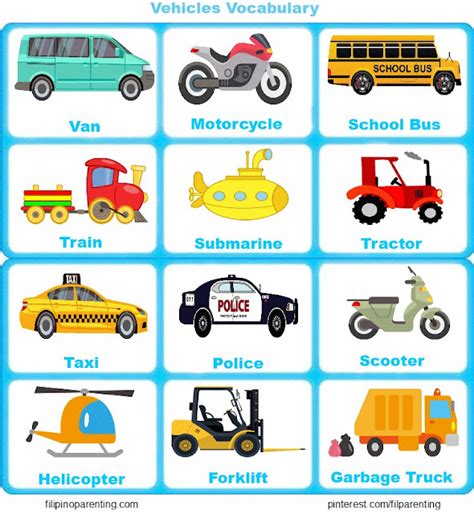 Vehicles Names in English with Pictures - Filipino Parenting