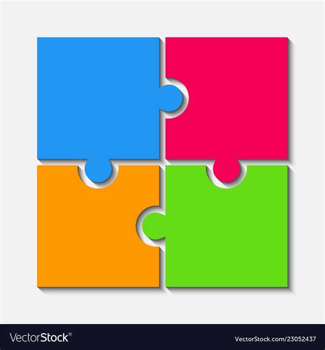 Color puzzle pieces jigsaw four steps infographic Vector Image