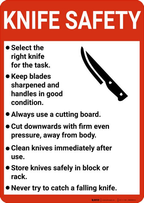 Knife Safety Guidelines with Icon Portrait - Wall Sign | Creative ...