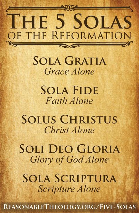 The Five Solas of the Reformation | Reformed theology quotes, Reformation, Reformed theology