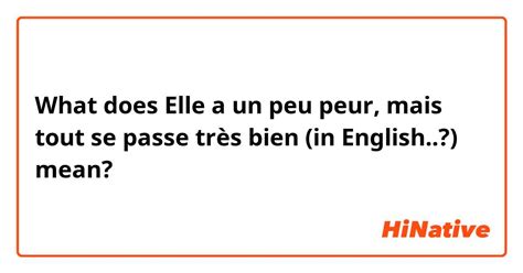 What is the meaning of "Elle a un peu peur, mais tout se passe très bien (in English ...