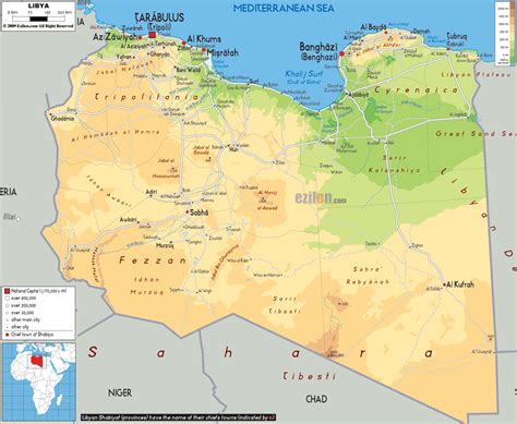 Large detailed physical map of Libya with all cities, roads and airports | Vidiani.com | Maps of ...