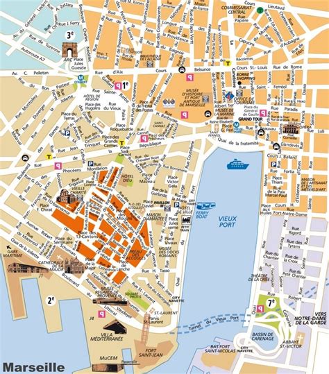 Marseille city center map | Marseille, Tourist map, Map