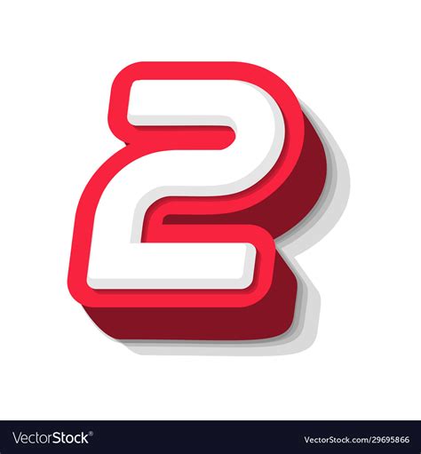 3d bold funny number 2 heavy type for modern Vector Image