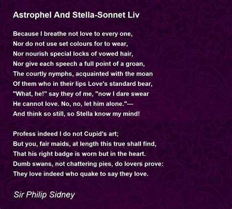 Astrophel And Stella-Sonnet Liv Poem by Sir Philip Sidney - Poem Hunter