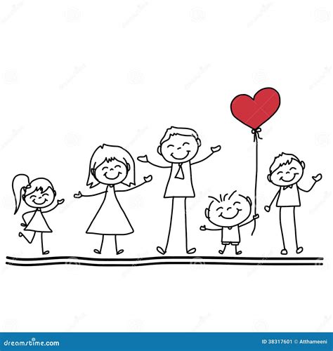 Hand Drawing Cartoon Happy Family Royalty-Free Stock Photography ...