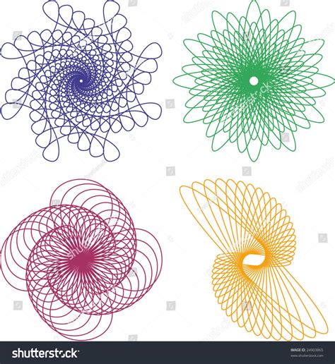 Vector Spirograph Patterns On White Background Stock Vector (Royalty ...